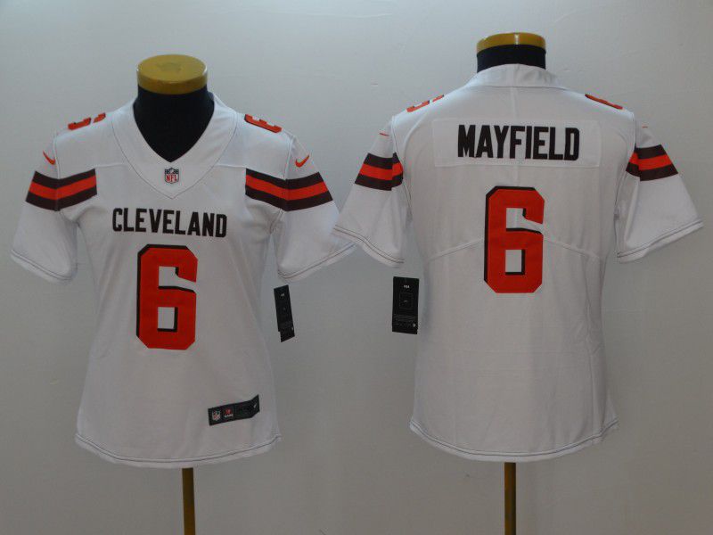 Women Cleveland Browns 6 Mayfield White Nike Vapor Untouchable Playe NFL Jerseys